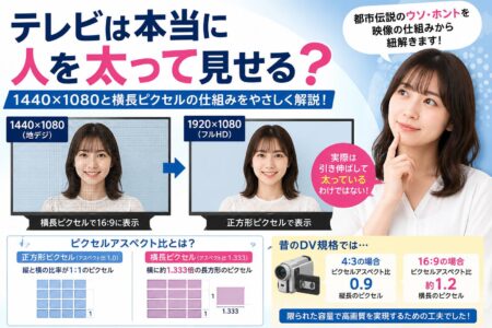 テレビは本当に人を太って見せる？1440×1080と「横長ピクセル」の意外な仕組み【お役立ちコラム】