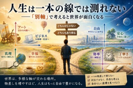人生は一本の線では測れない──「別軸」で考えると世界が面白くなる【お役立ちコラム】