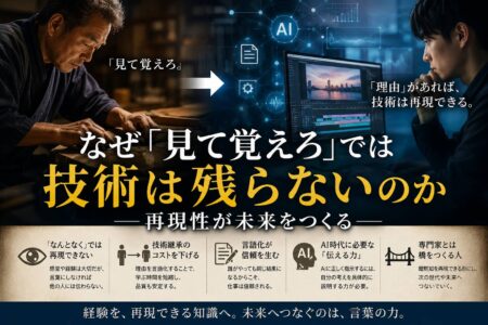 なぜ「見て覚えろ」では技術は残らないのか──再現性が未来をつくる【お役立ちコラム】
